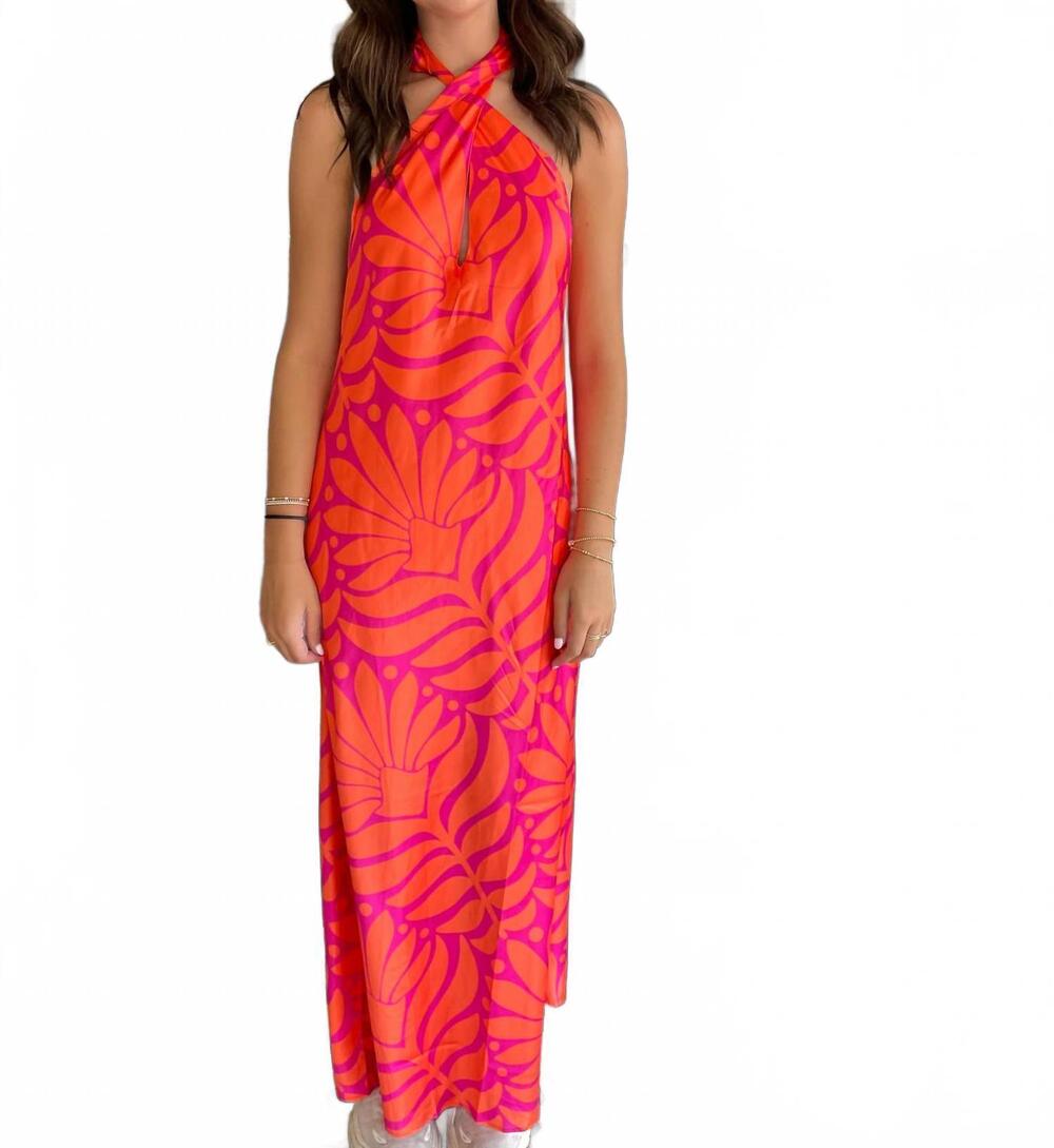 NEW SINCERELY OURS women's sleeveless petals dress in orange and pink